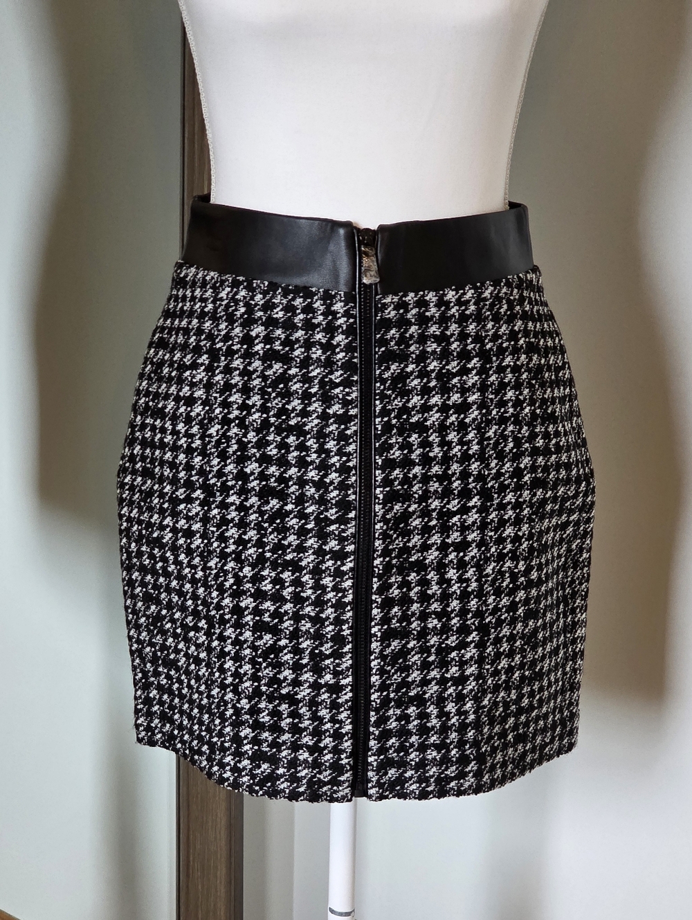 The Kooples Houndstooth Faux Leather Skirt